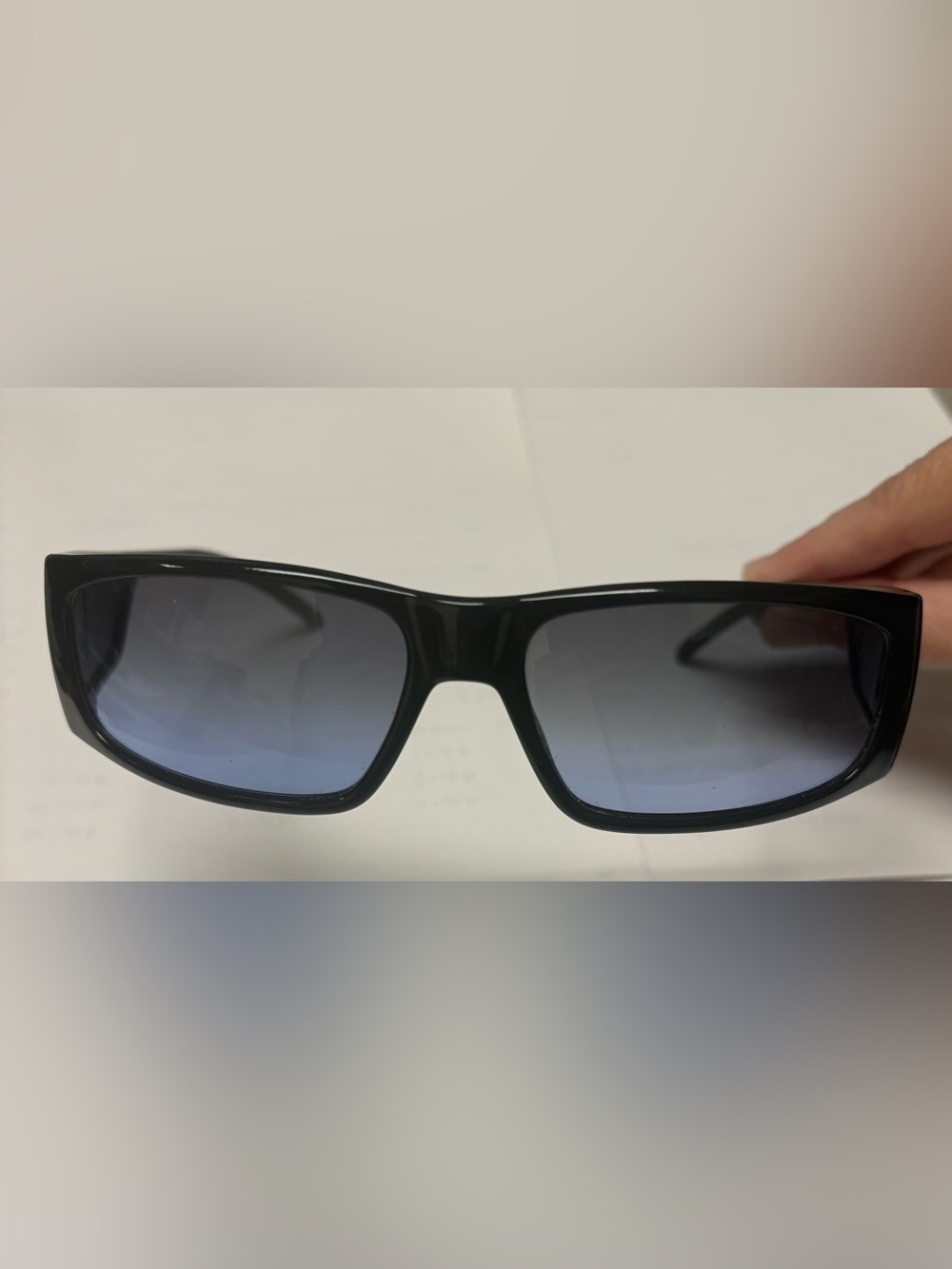 Gucci Black Rectangle Sunglasses with Gradient Gray Lenses